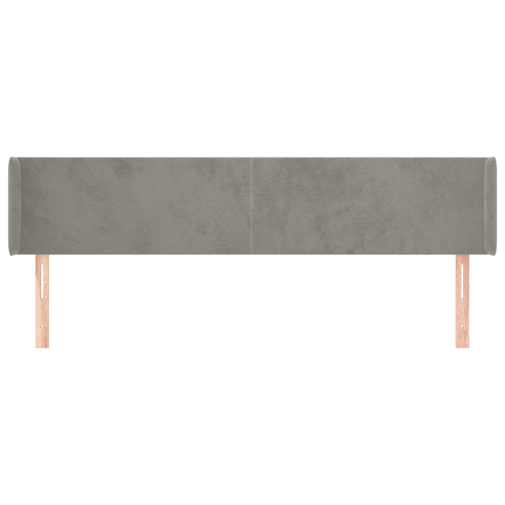 világosszürke bársony szárnyas fejtámla 203x16x78/88 cm