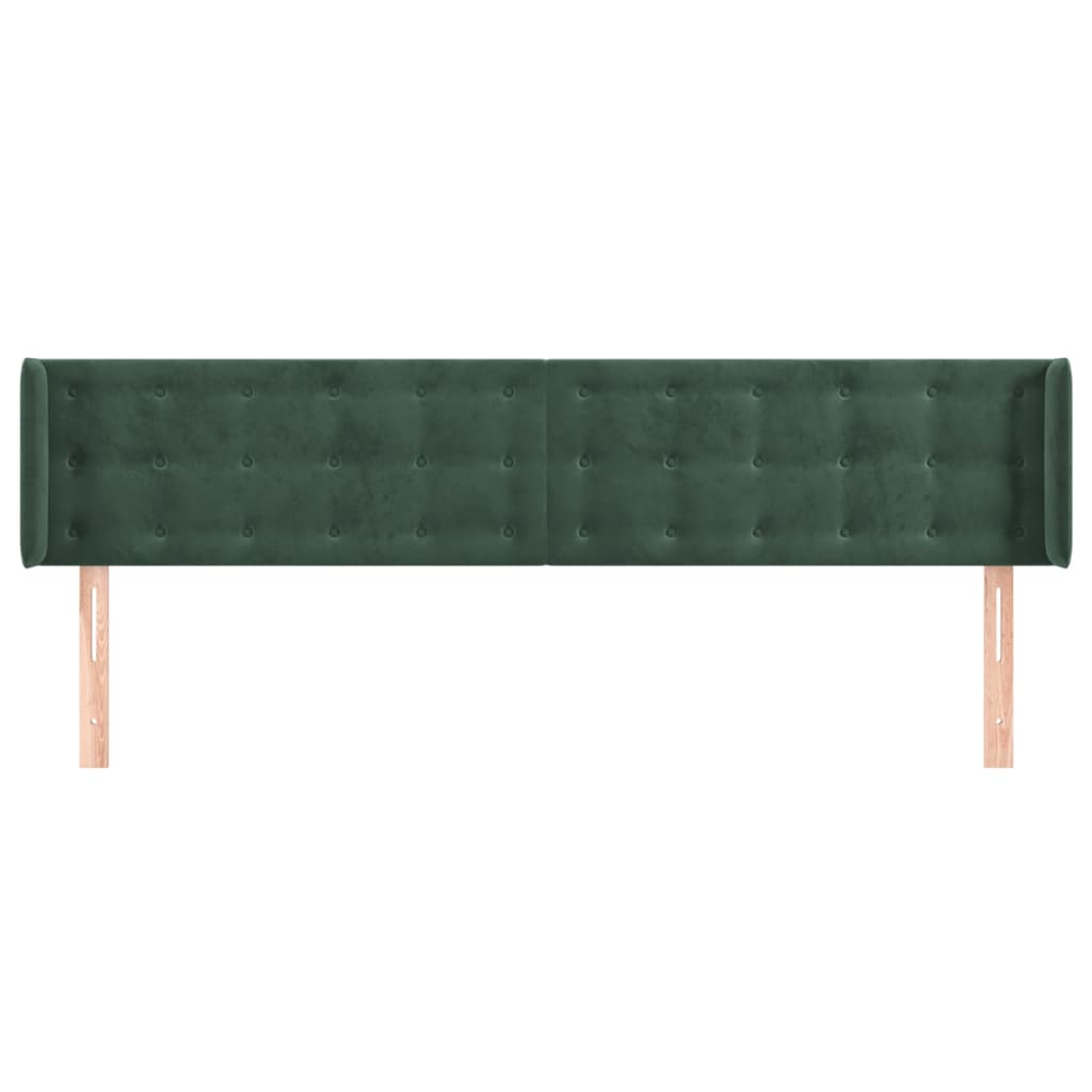 sötétzöld bársony szárnyas fejtámla 183x16x78/88 cm
