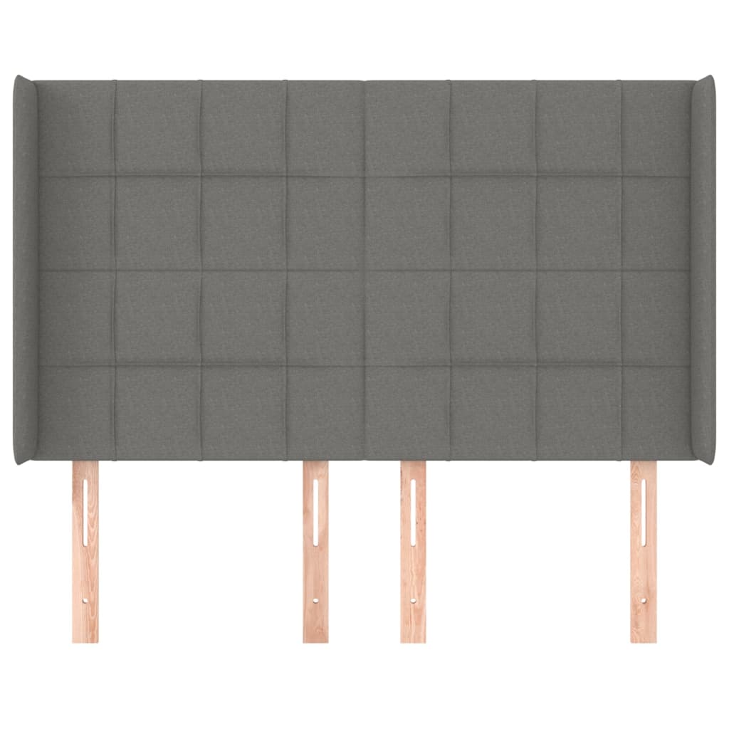 sötétszürke szövet fejtámla szárnyakkal 147x16x118/128 cm
