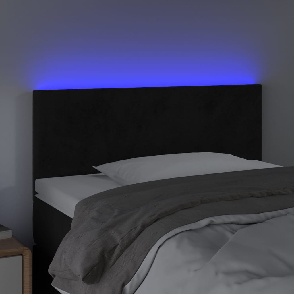 fekete bársony LED-es fejtámla 80 x 5 x 78/88 cm