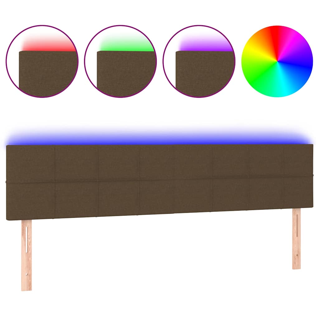 sötétbarna szövet LED-es fejtámla 160x5x78/88 cm
