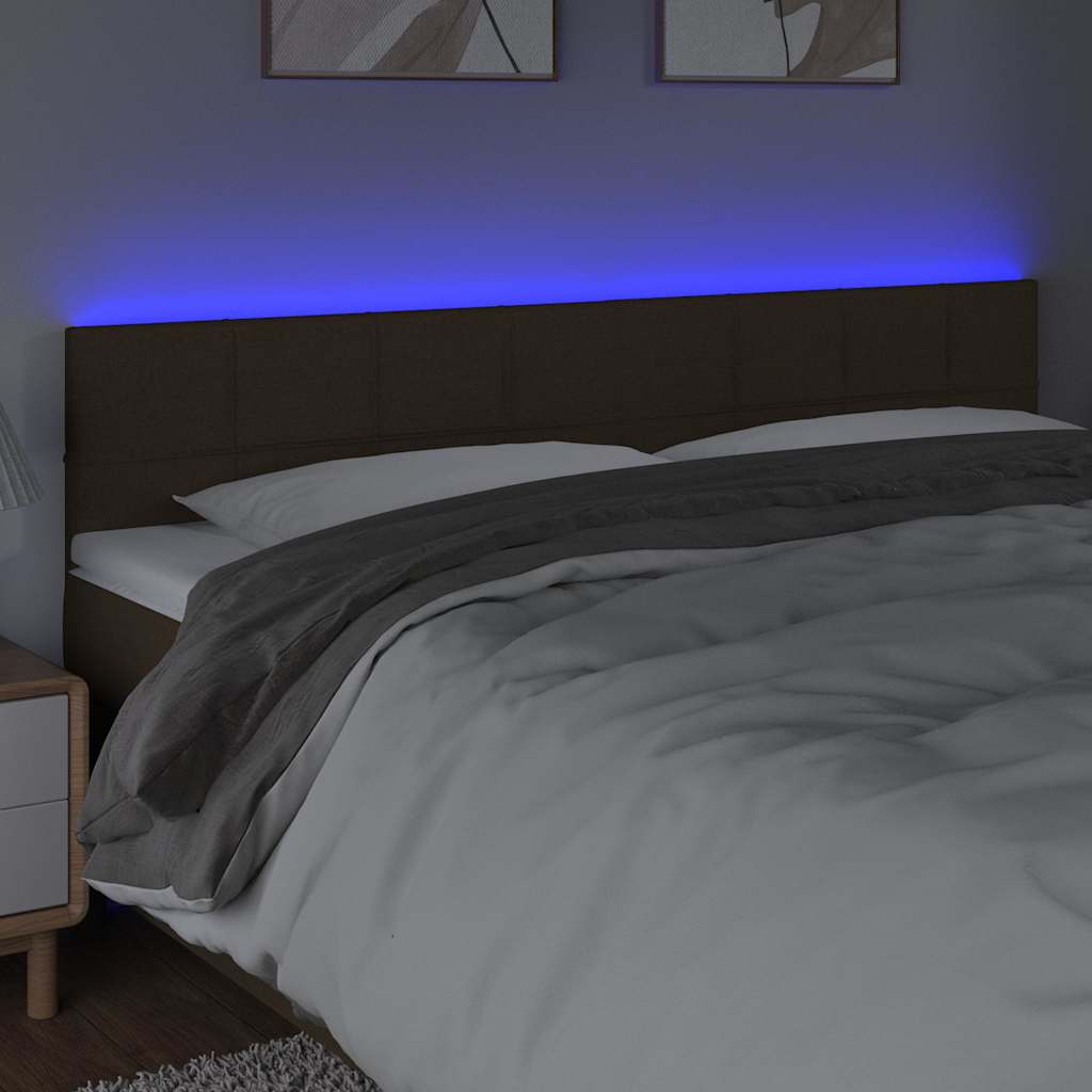 sötétbarna szövet LED-es fejtámla 160x5x78/88 cm