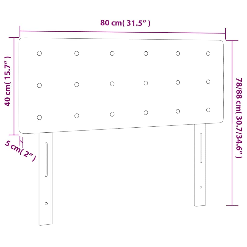 cappuccino színű műbőr LED-es fejtámla 80 x 5 x 78/88 cm