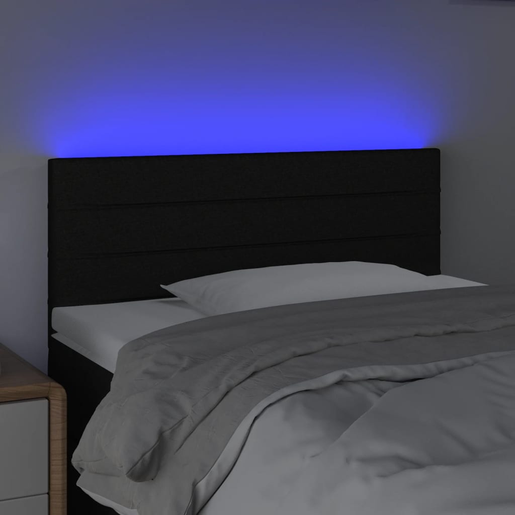 fekete szövet LED-es fejtámla 80 x 5 x 78/88 cm
