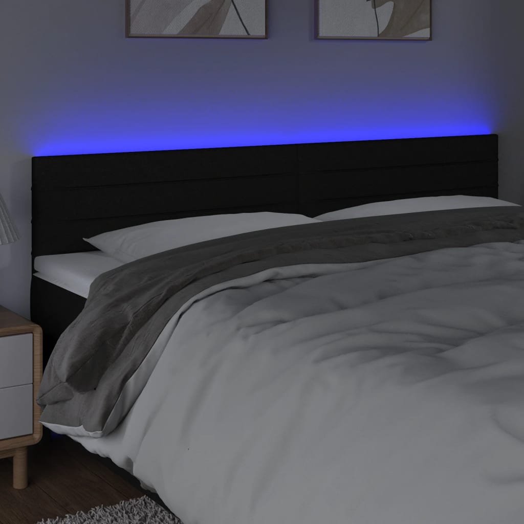 fekete szövet LED-es fejtámla 200x5x78/88 cm