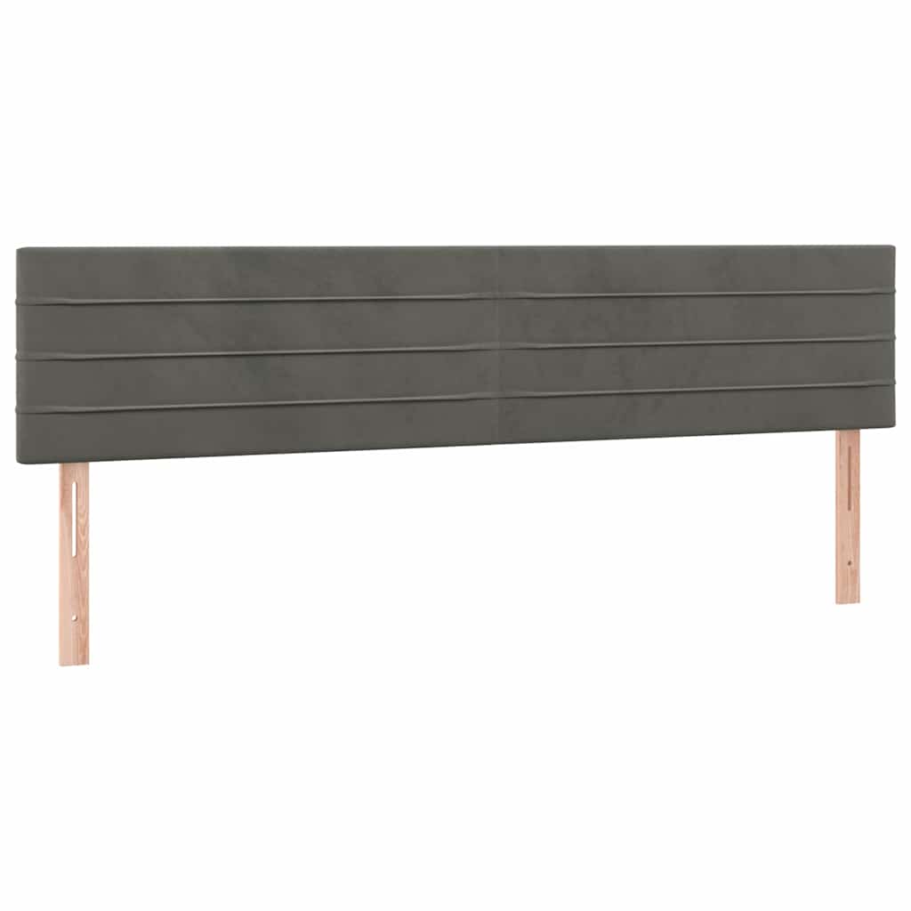 sötétszürke bársony LED-es fejtámla 160x5x78/88 cm