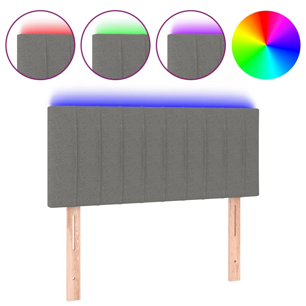 sötétszürke szövet LED-es fejtámla 80 x 5 x 78/88 cm