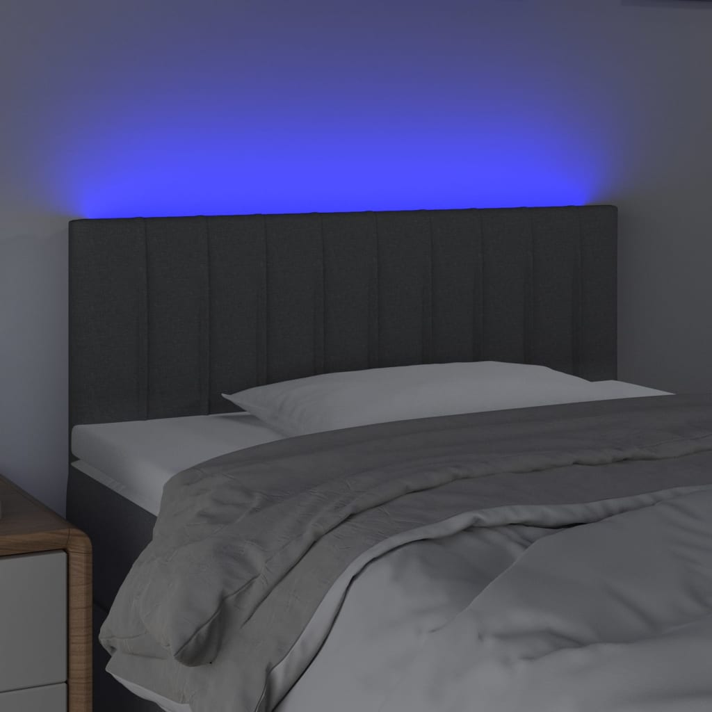 sötétszürke szövet LED-es fejtámla 80 x 5 x 78/88 cm