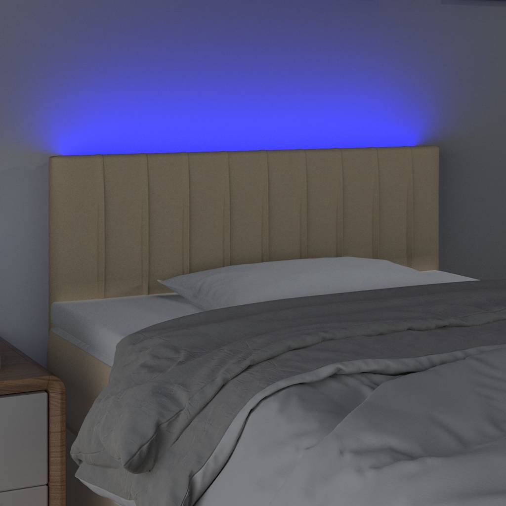 krémszínű szövet LED-es fejtámla 90x5x78/88 cm