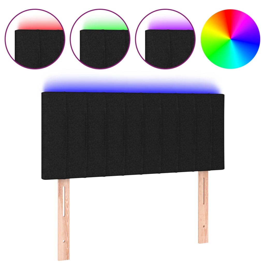 fekete szövet LED-es fejtámla 100x5x78/88 cm