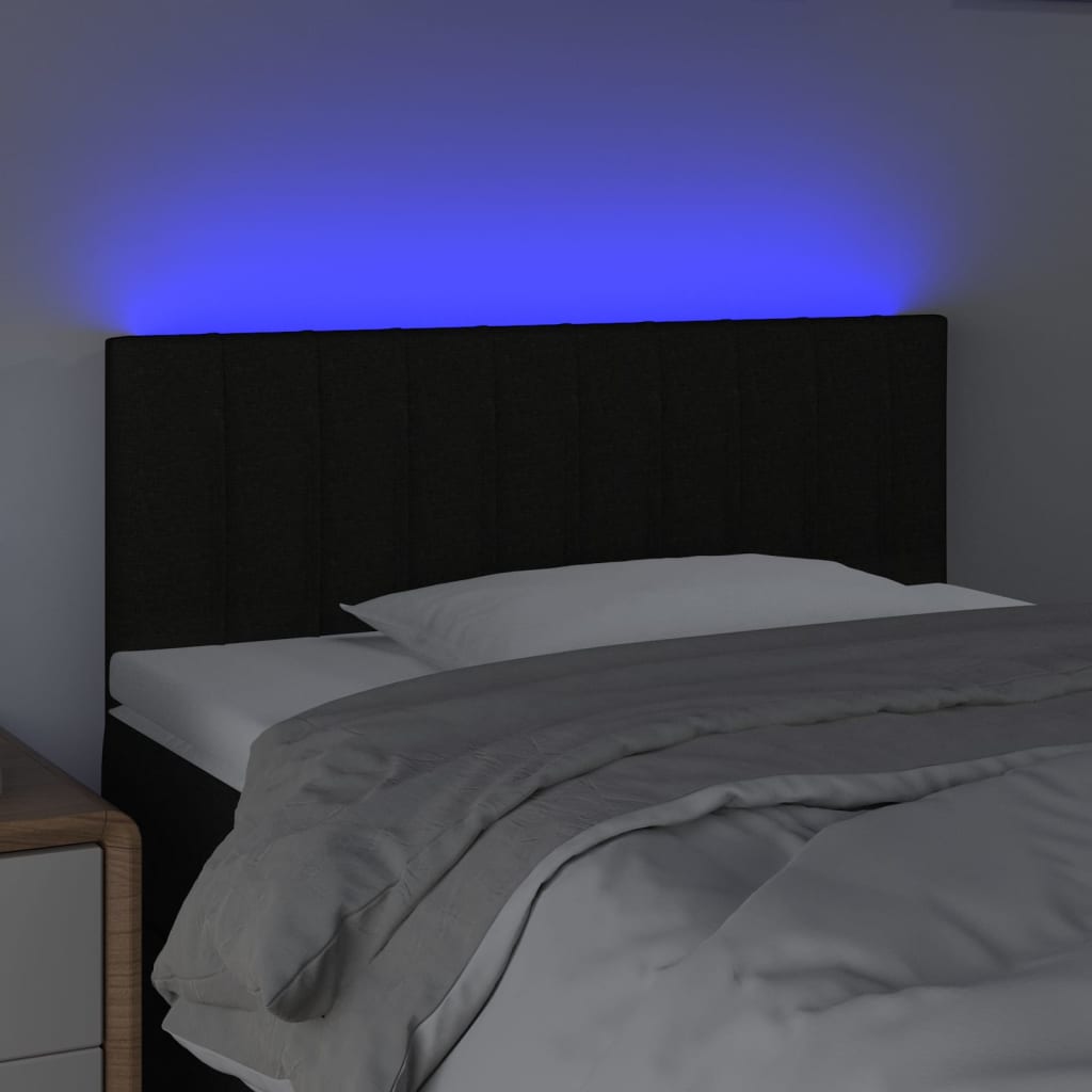 fekete szövet LED-es fejtámla 100x5x78/88 cm