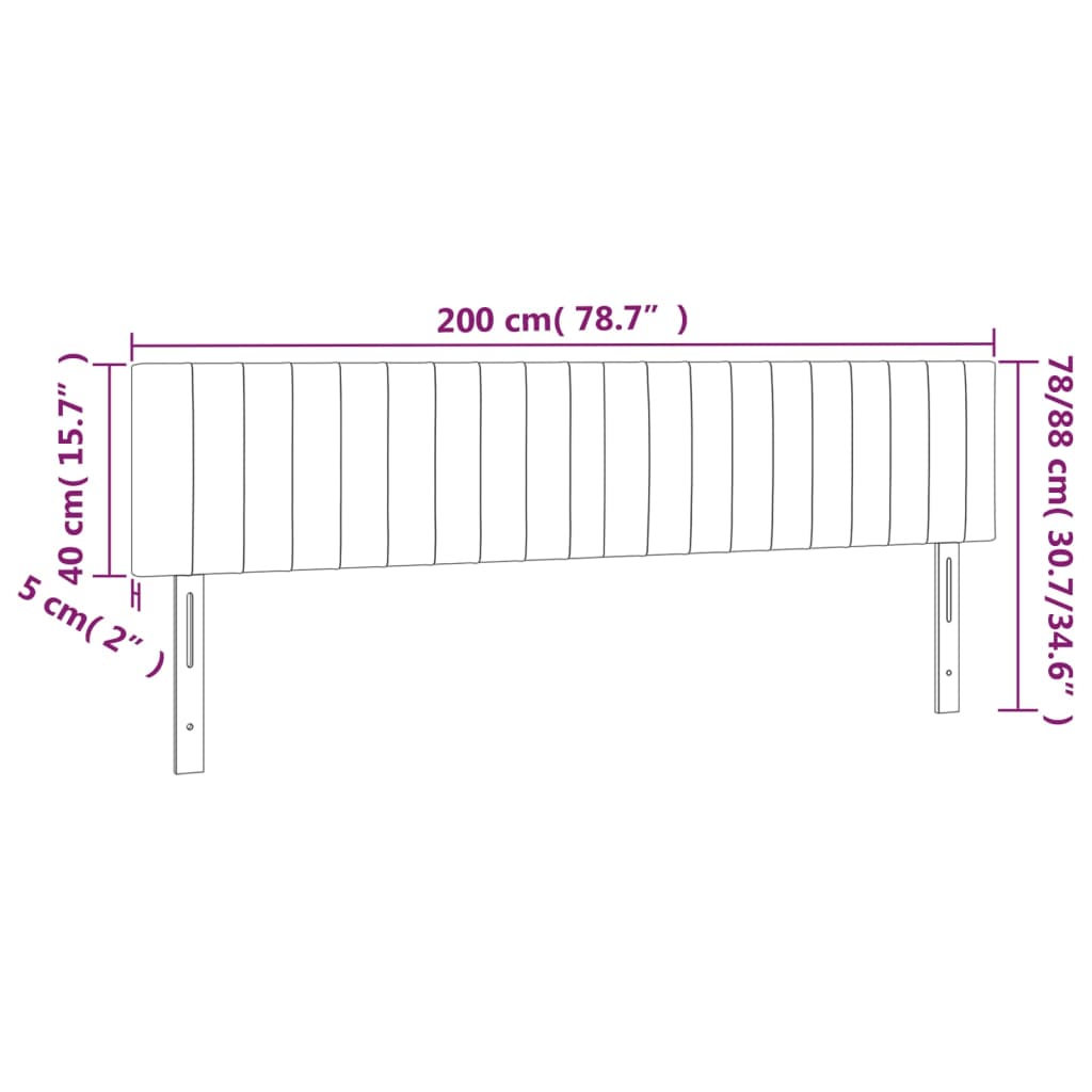 sötétszürke szövet LED-es fejtámla 200x5x78/88 cm