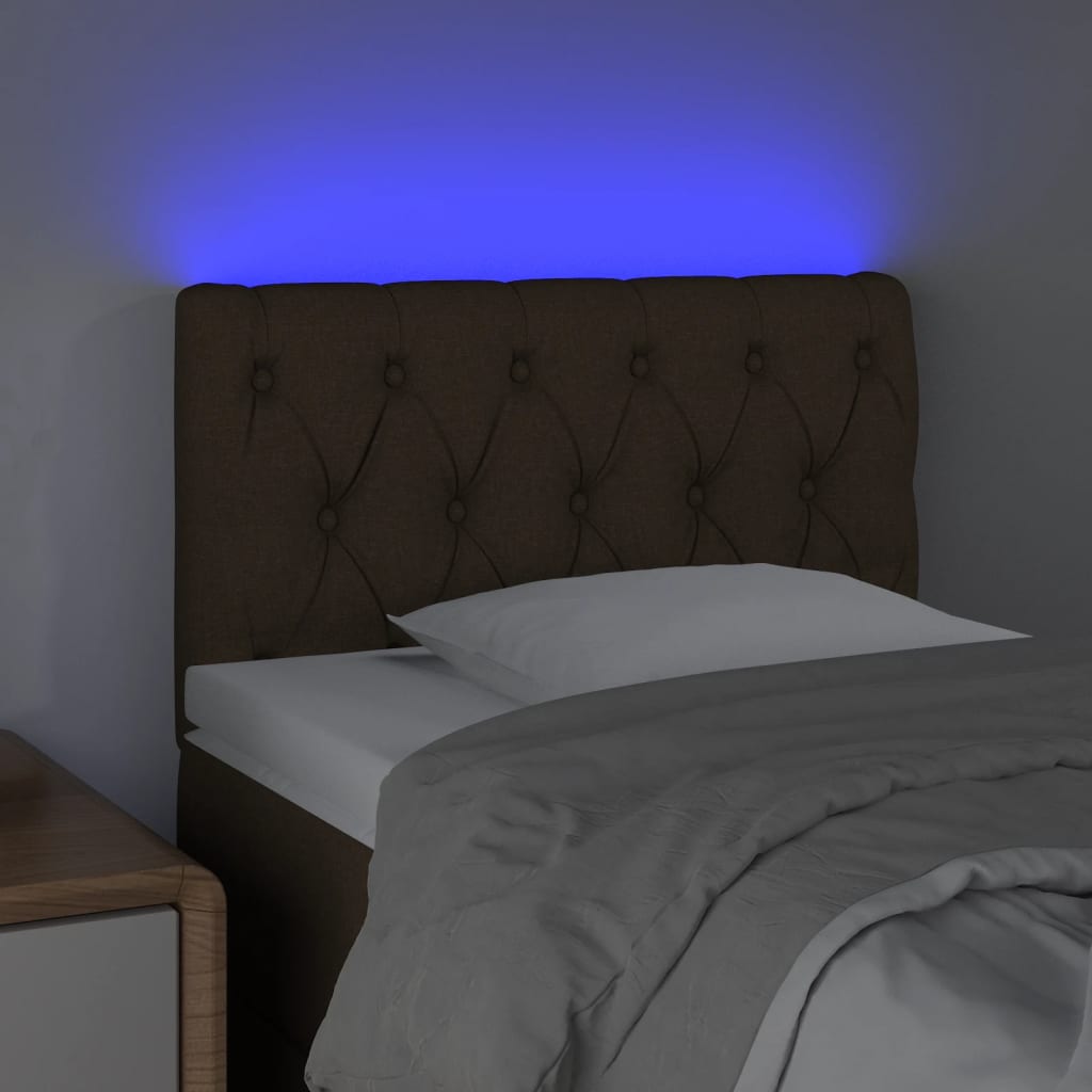 sötétbarna szövet LED-es fejtámla 80 x 7 x 78/88 cm