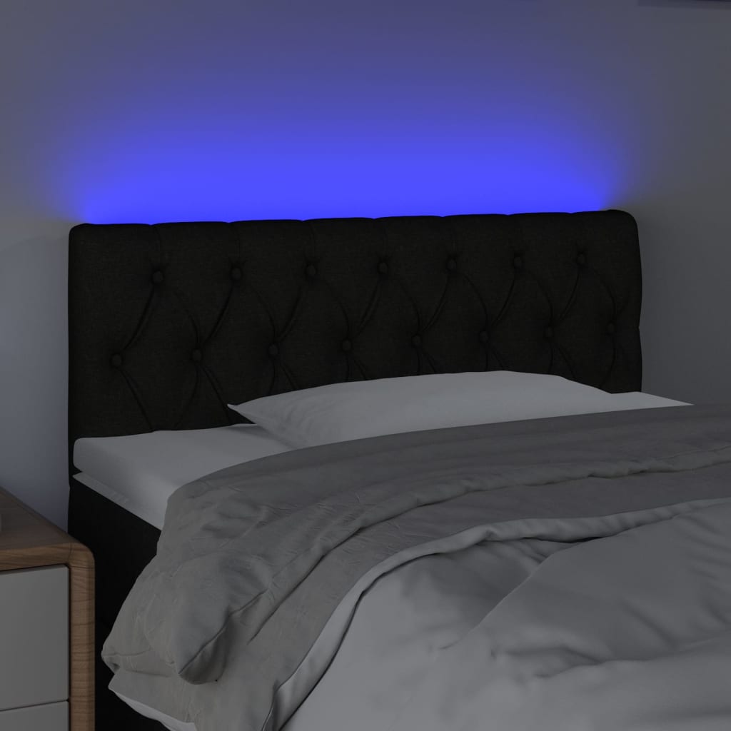 fekete szövet LED-es fejtámla 100 x 7 x 78/88 cm