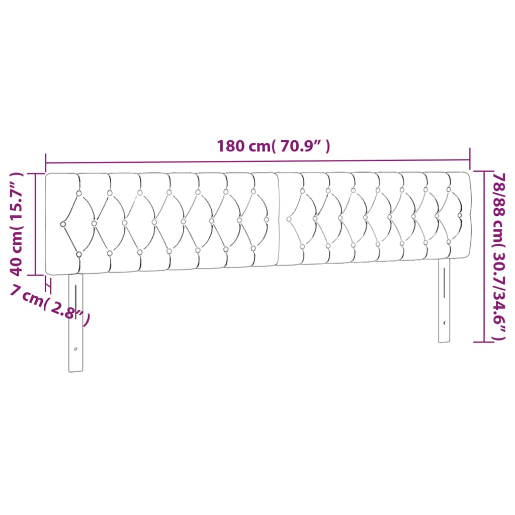 fekete szövet LED-es fejtámla 180x7x78/88 cm