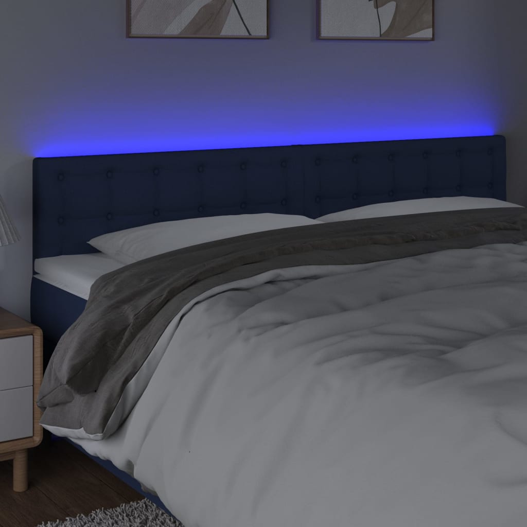 kék szövet LED-es fejtámla 160x5x78/88 cm