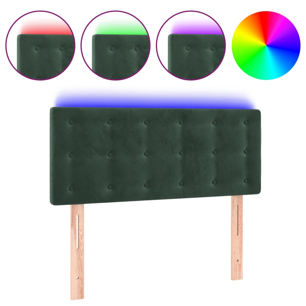 sötétzöld bársony LED-es fejtámla 80 x 5 x 78/88 cm
