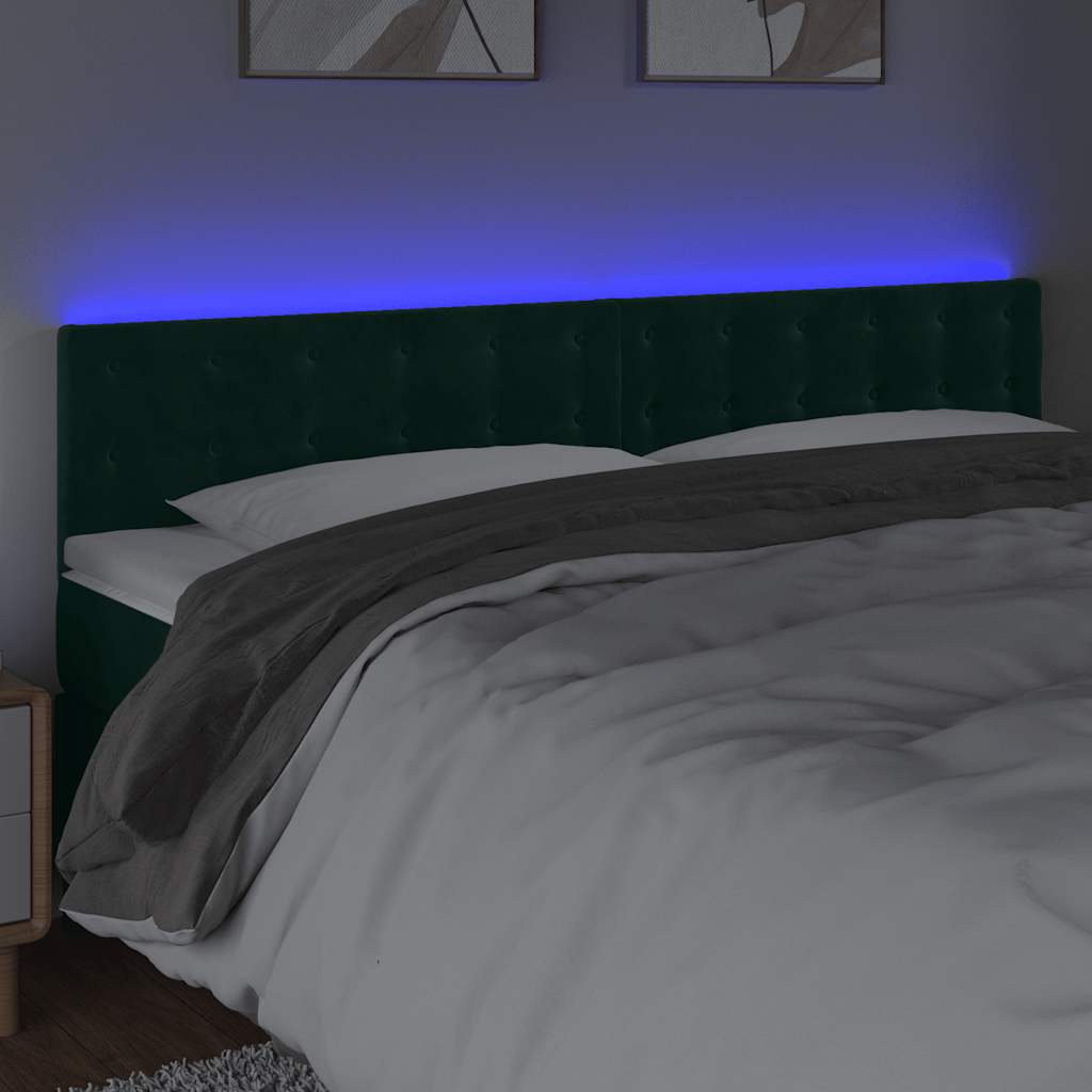 sötétzöld bársony LED-es fejtámla 180x5x78/88 cm
