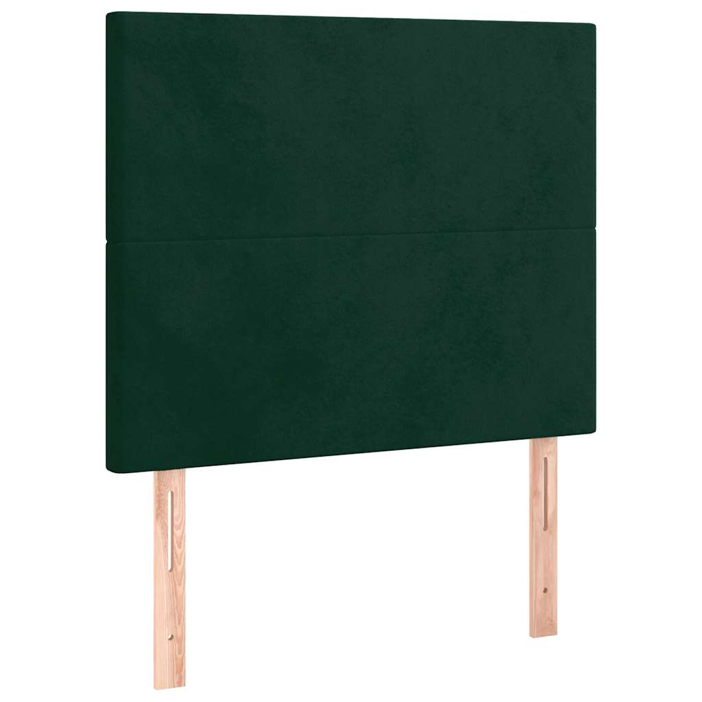 sötétzöld bársony LED-es fejtámla 80x5x118/128 cm