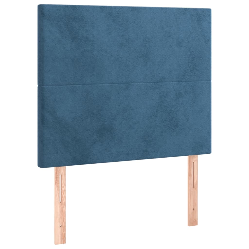 sötétkék bársony LED-es fejtámla 100x5x118/128 cm