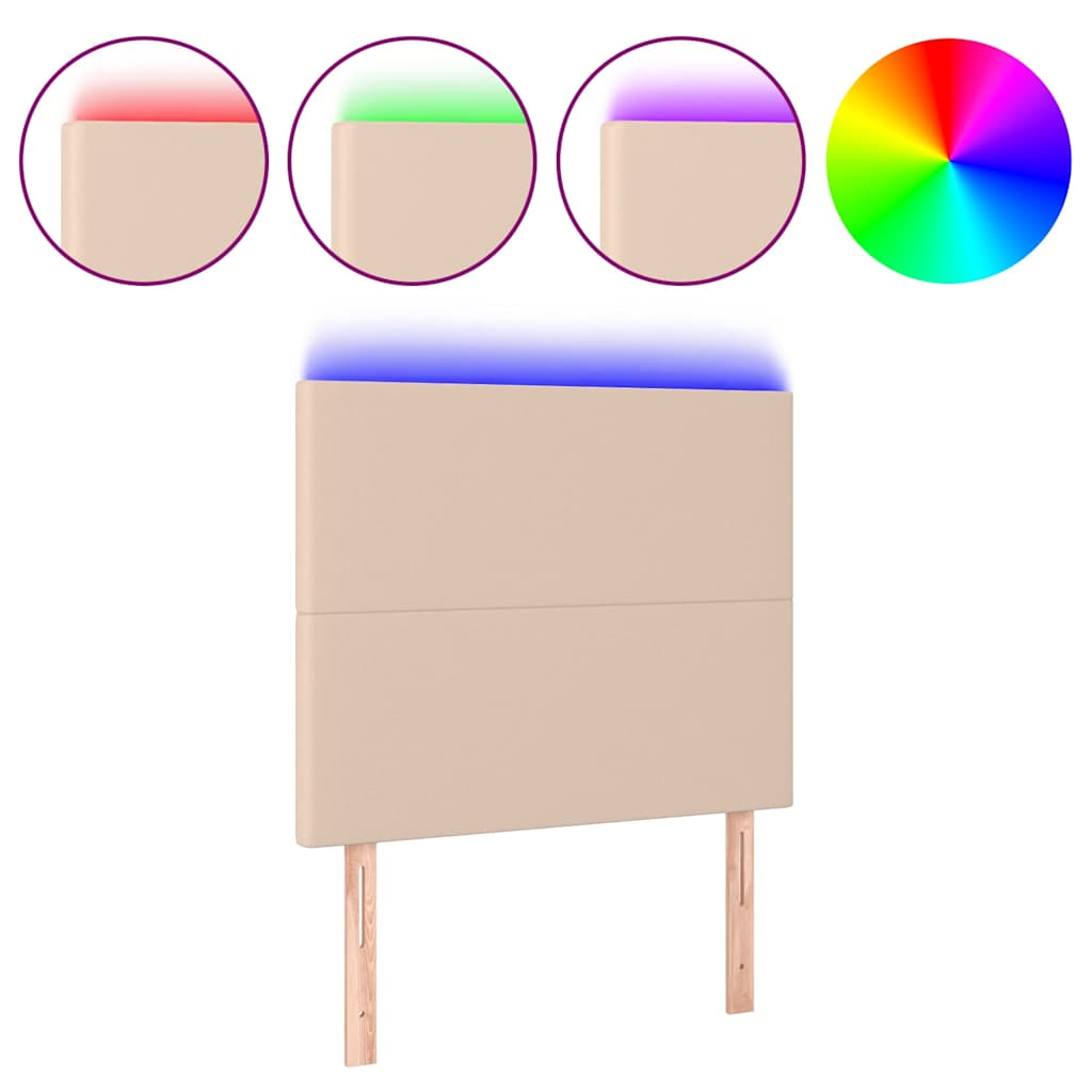 cappuccino műbőr LED-es fejtámla 80x5x118/128 cm