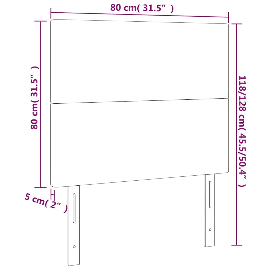 cappuccino műbőr LED-es fejtámla 80x5x118/128 cm