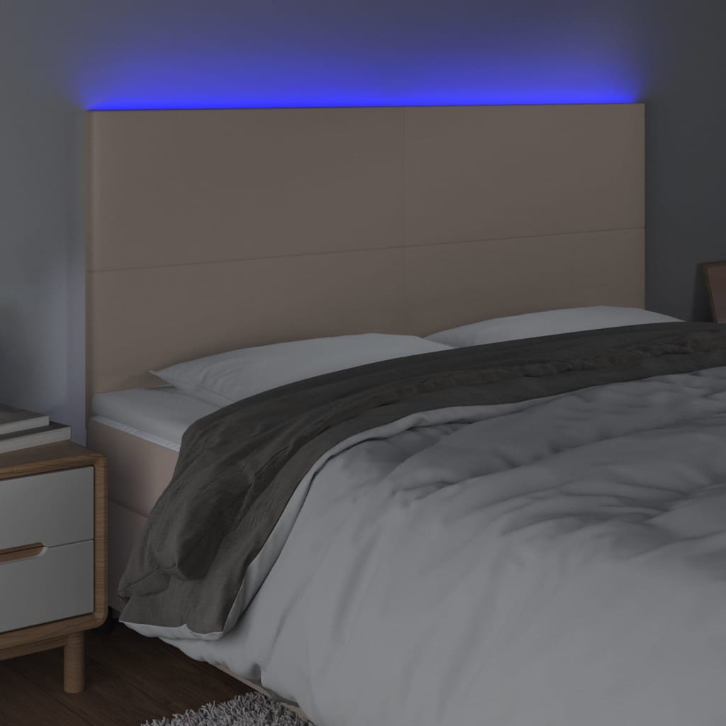 cappuccino műbőr LED-es fejtámla 200x5x118/128 cm