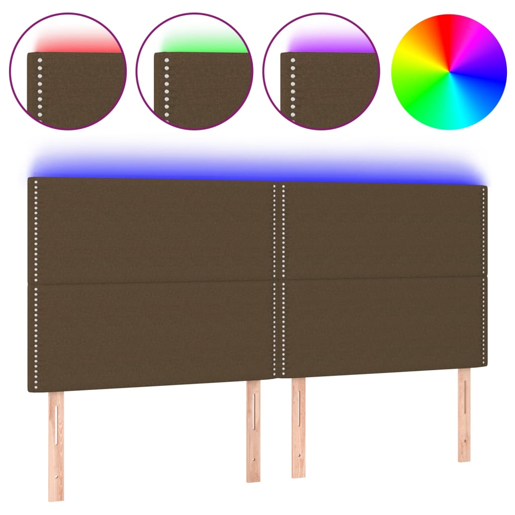 sötétbarna szövet LED-es fejtámla 200x5x118/128 cm