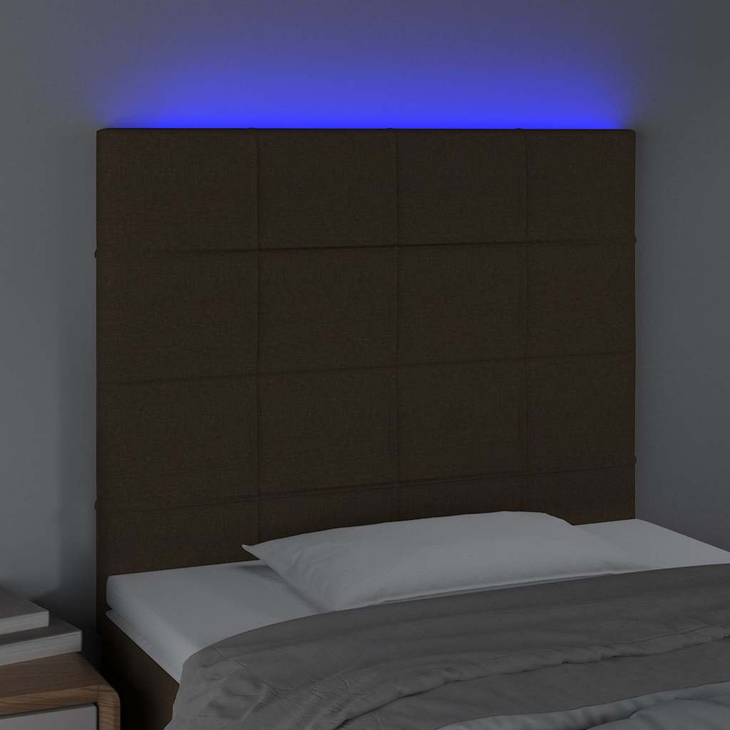sötétbarna szövet LED-es fejtámla 80x5x118/128 cm