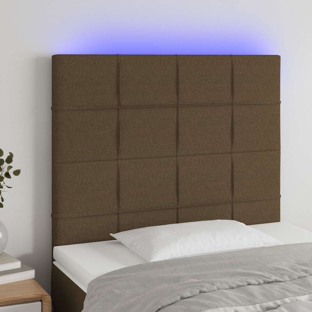sötétbarna szövet LED-es fejtámla 80x5x118/128 cm