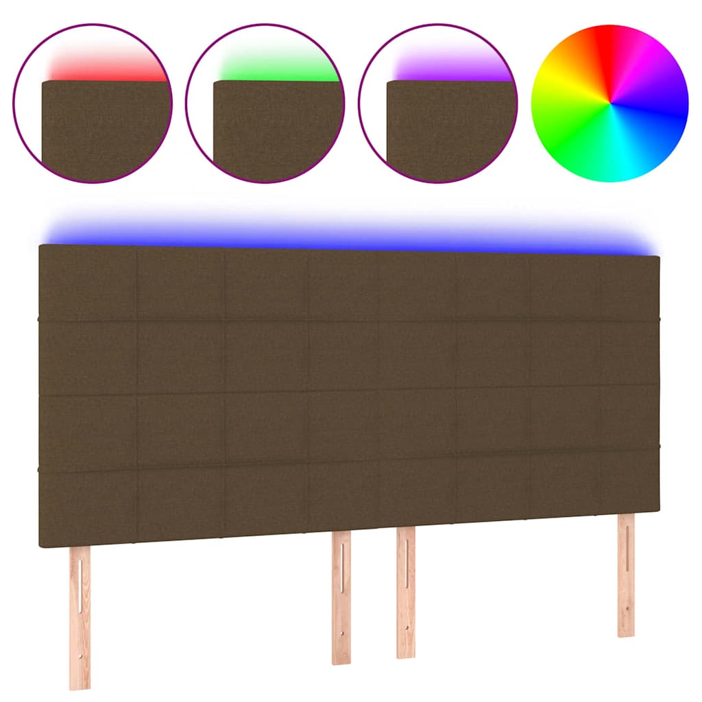 sötétbarna szövet LED-es fejtámla 160x5x118/128 cm