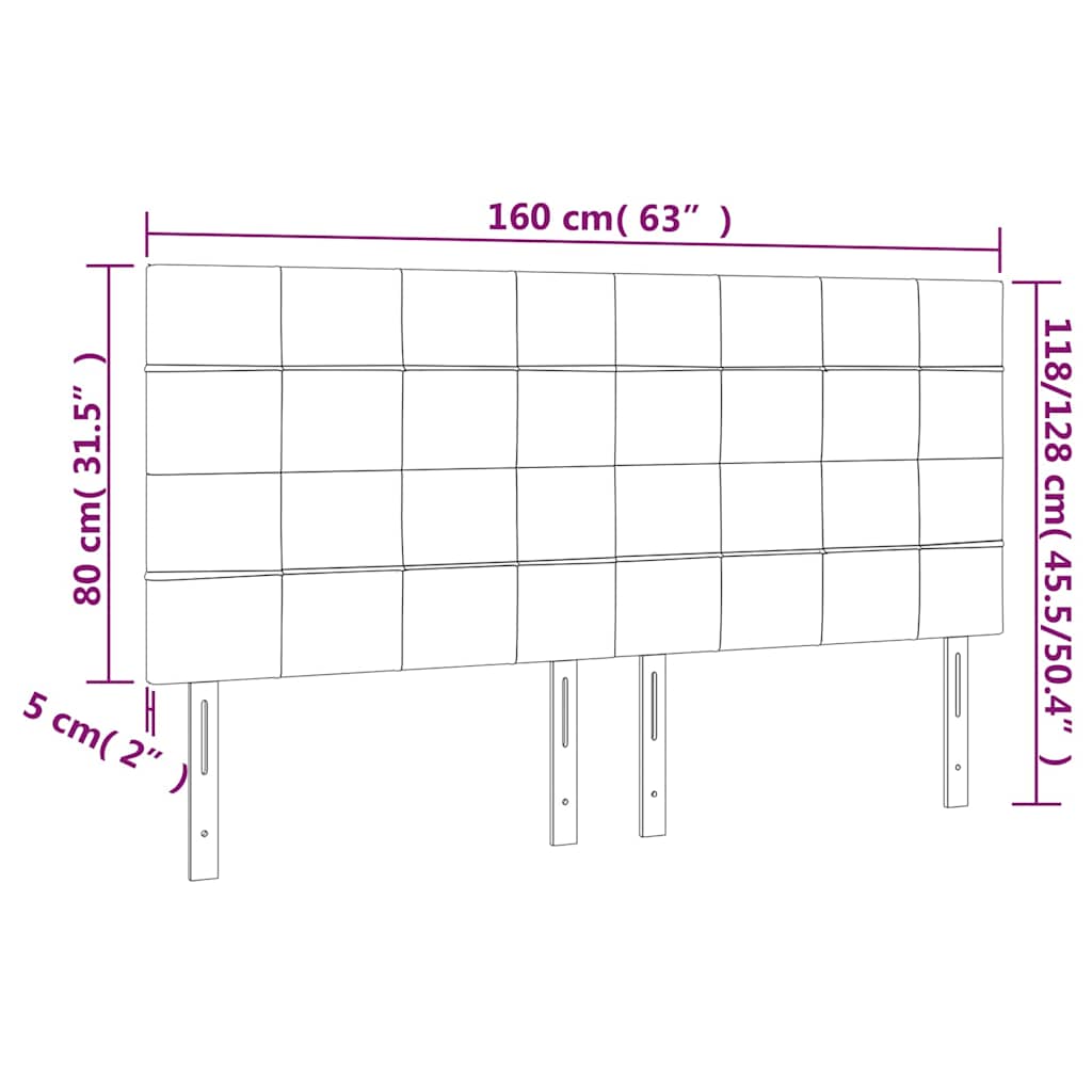 sötétbarna szövet LED-es fejtámla 160x5x118/128 cm