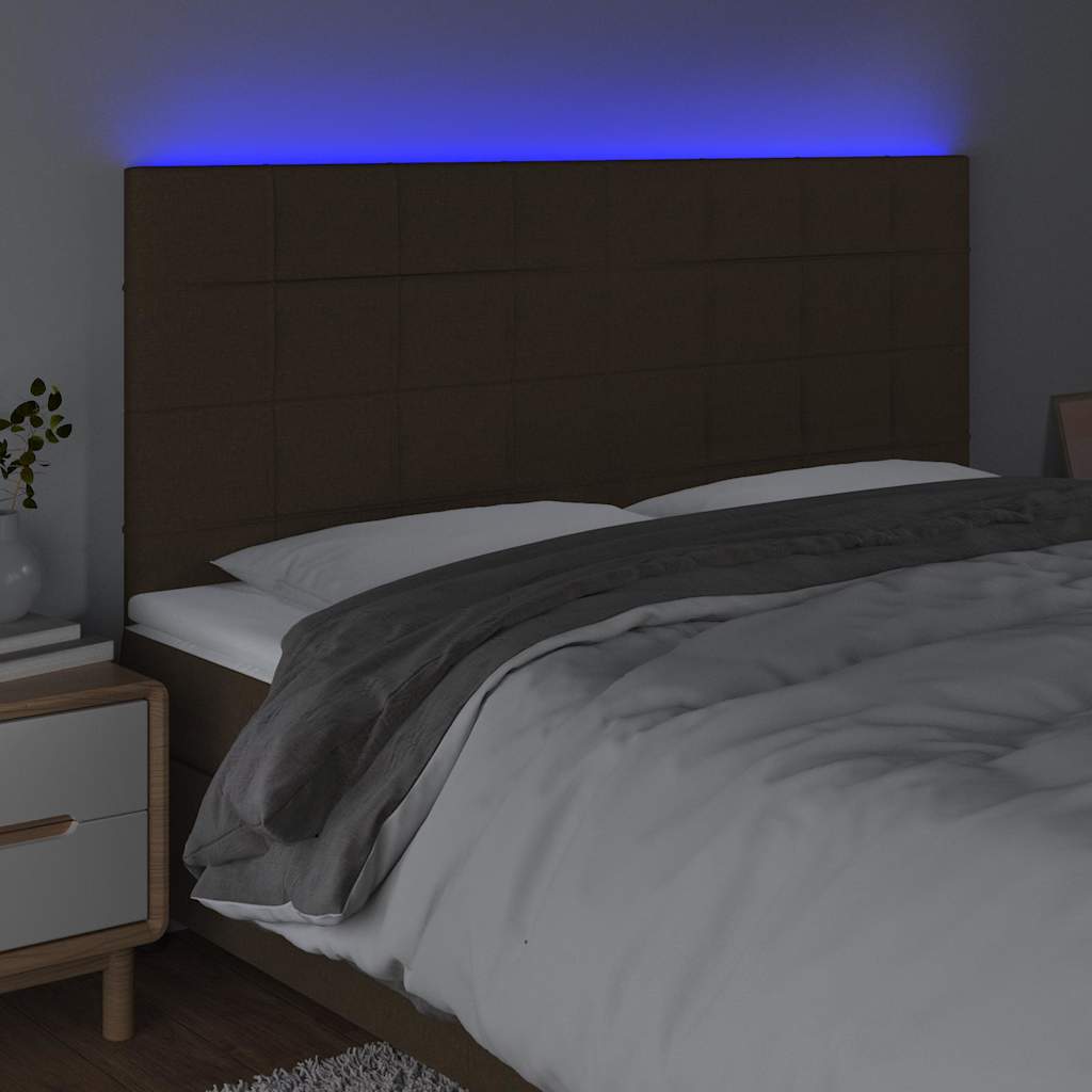 sötétbarna szövet LED-es fejtámla 180x5x118/128 cm
