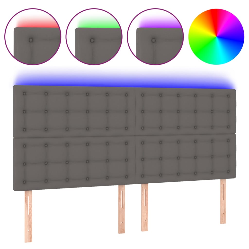 szürke műbőr LED-es fejtámla 180x5x118/128 cm