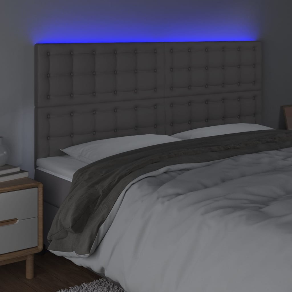 szürke műbőr LED-es fejtámla 180x5x118/128 cm