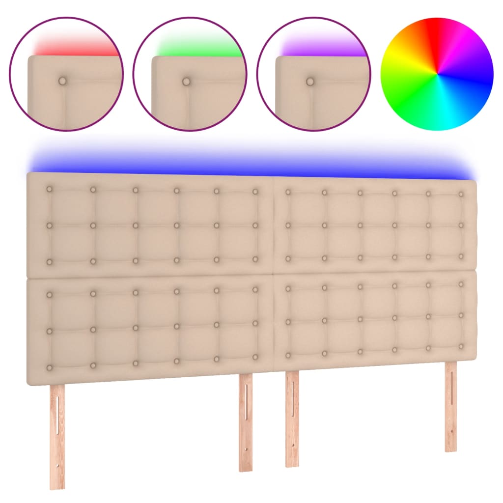 cappuccino műbőr LED-es fejtámla 180x5x118/128 cm