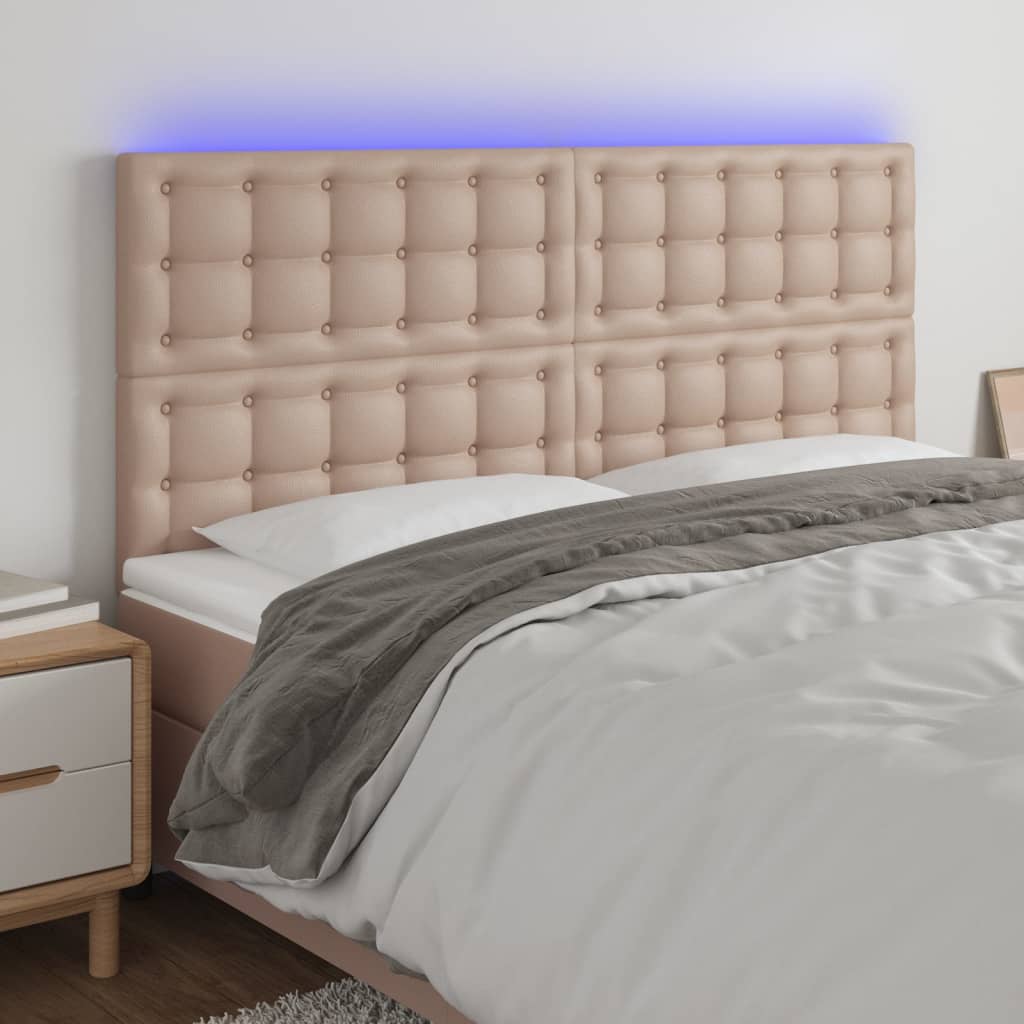 cappuccino műbőr LED-es fejtámla 180x5x118/128 cm