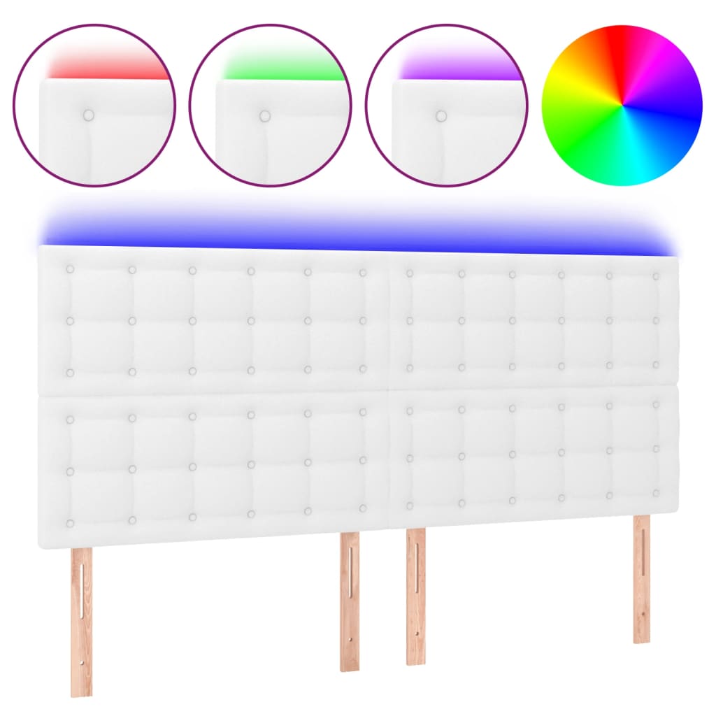 fehér műbőr LED-es fejtámla 200x5x118/128 cm
