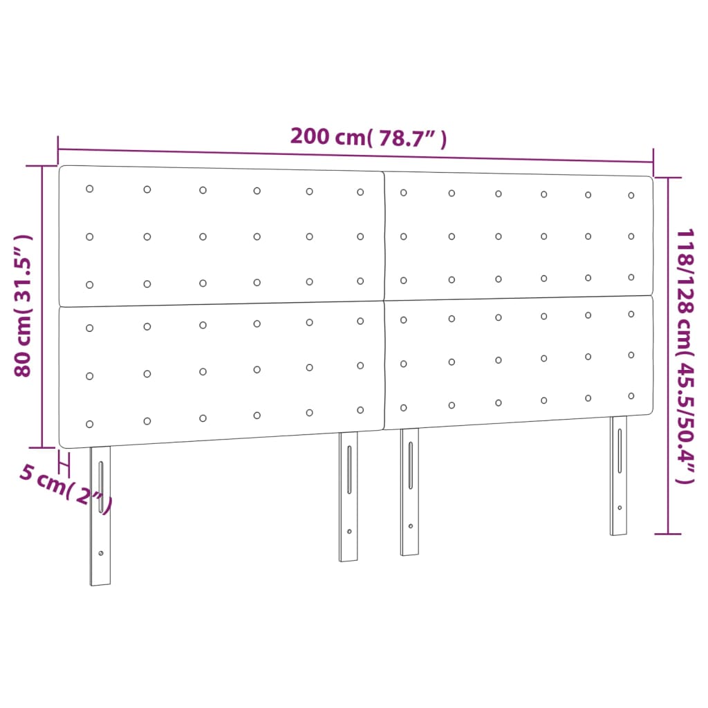 fehér műbőr LED-es fejtámla 200x5x118/128 cm