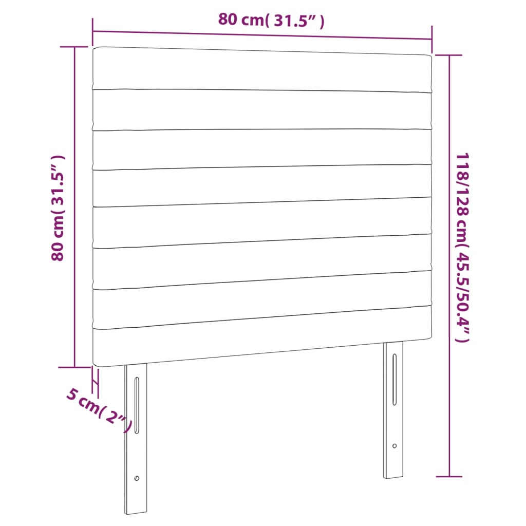 krémszínű szövet LED-es fejtámla 80x5x118/128 cm