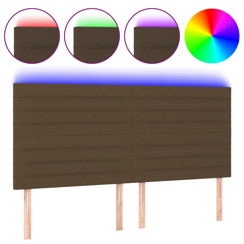 sötétbarna szövet LED-es fejtámla 160x5x118/128 cm