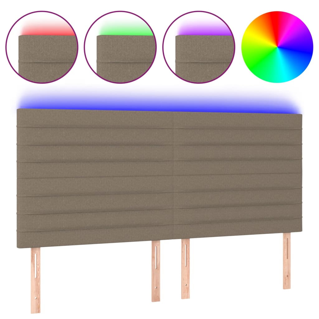 tópszínű szövet LED-es fejtámla 160x5x118/128 cm