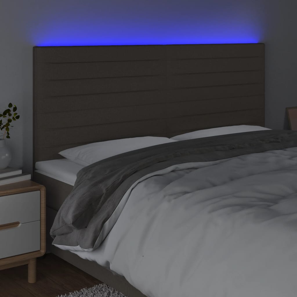 tópszínű szövet LED-es fejtámla 160x5x118/128 cm