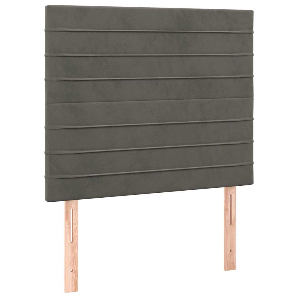 sötétszürke bársony LED-es fejtámla 80x5x118/128 cm