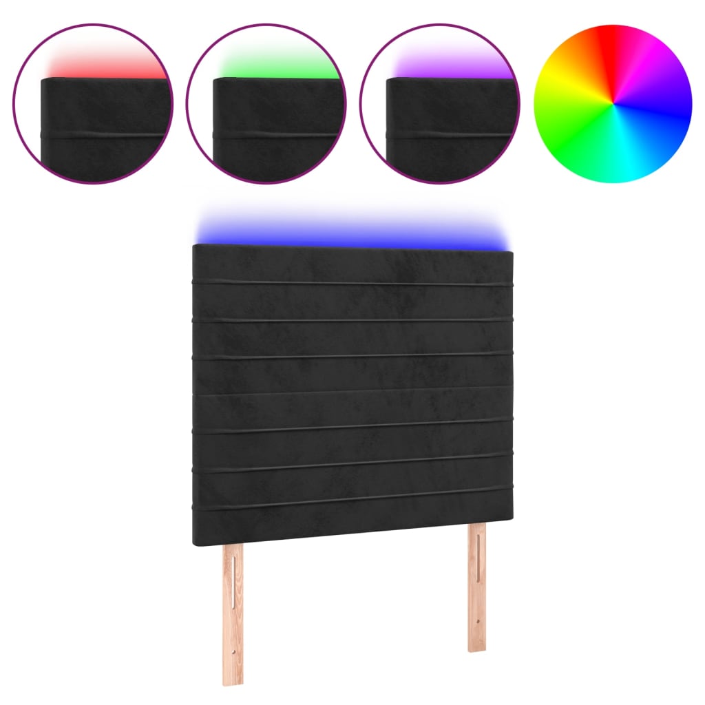 fekete bársony LED-es fejtámla 100x5x118/128 cm