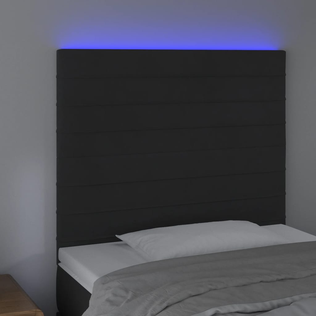 fekete bársony LED-es fejtámla 100x5x118/128 cm