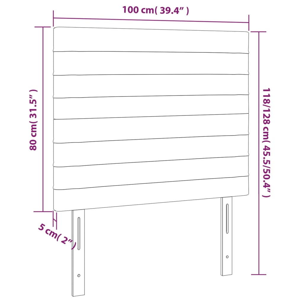 fekete bársony LED-es fejtámla 100x5x118/128 cm