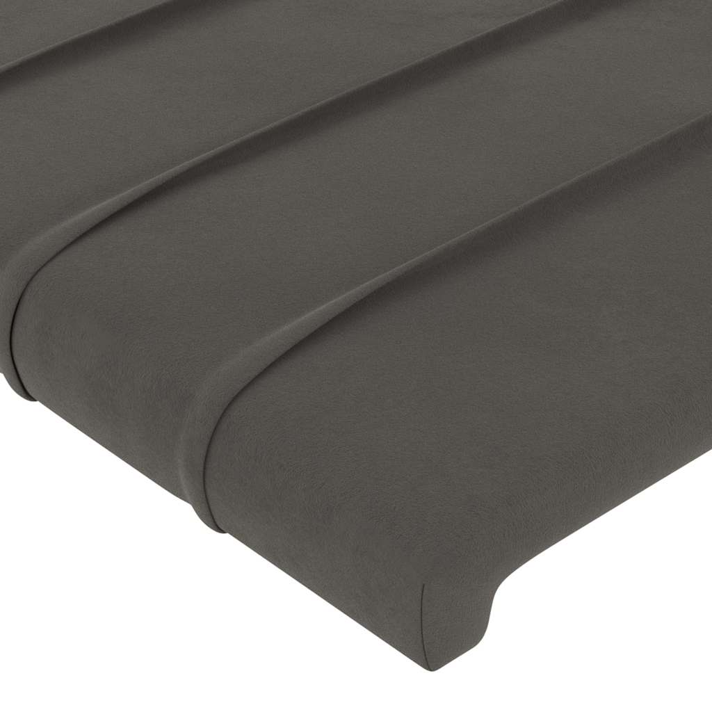 sötétszürke bársony LED-es fejtámla 160x5x118/128 cm