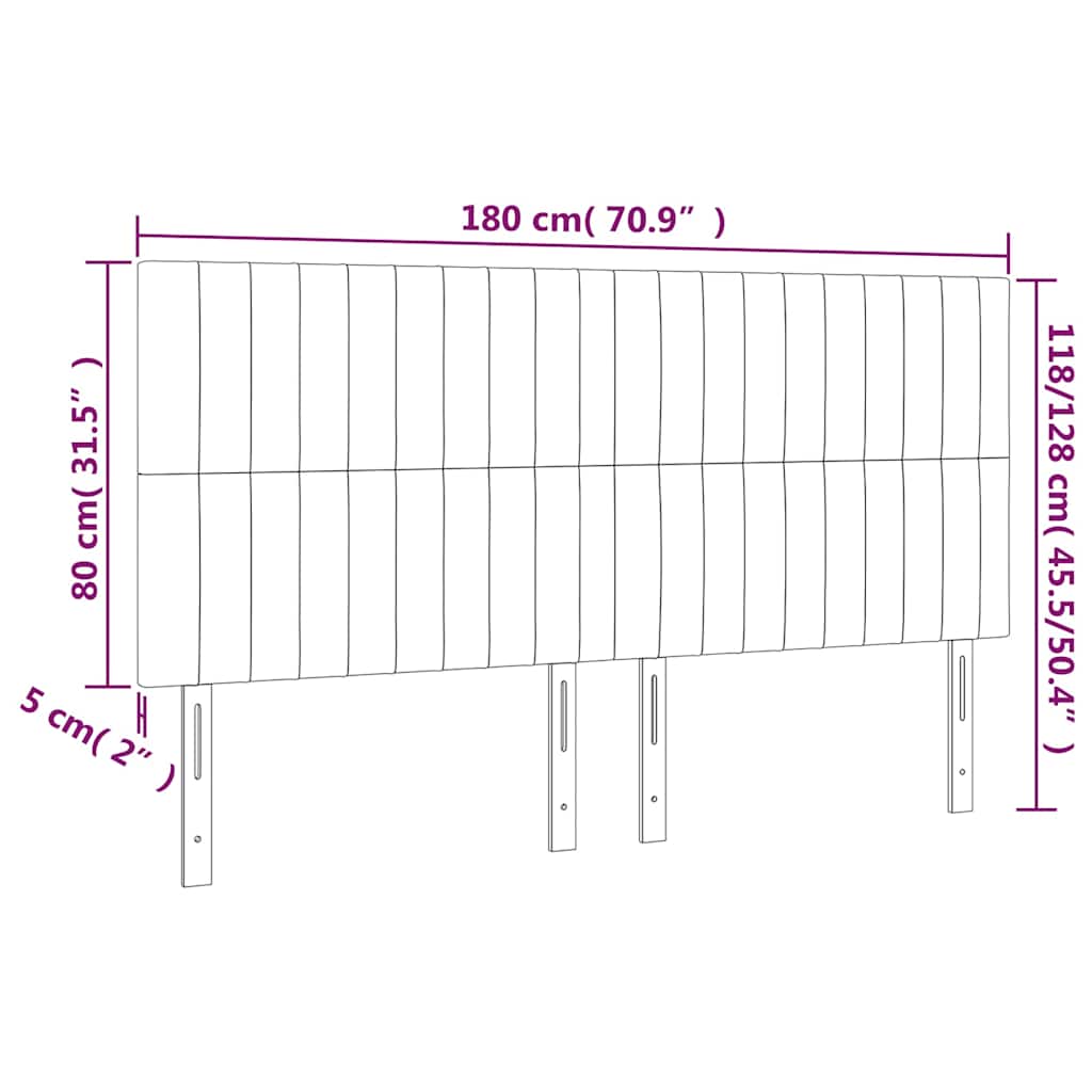 krémszínű szövet LED-es fejtámla 180x5x118/128 cm