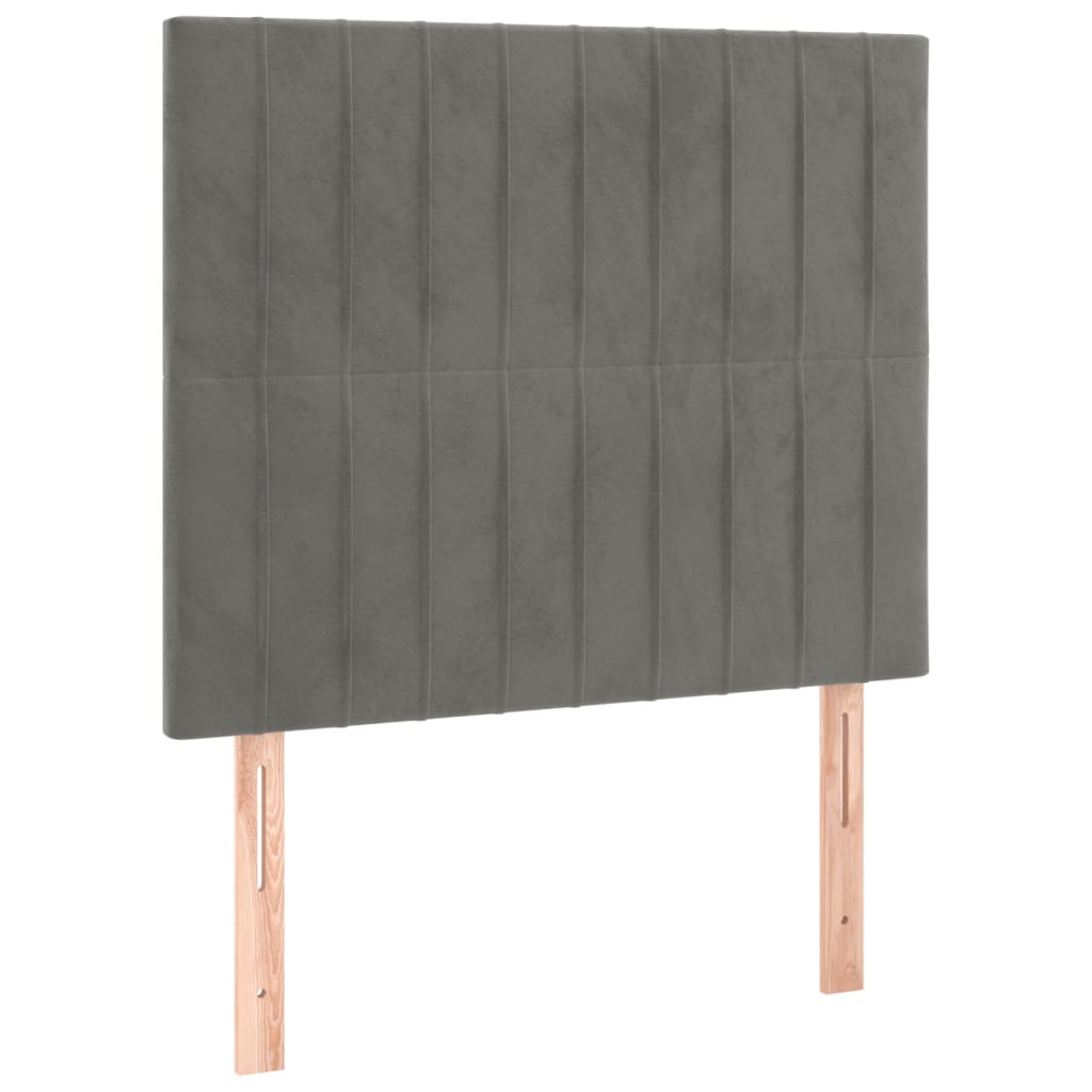 világosszürke bársony LED-es fejtámla 100x5x118/128 cm